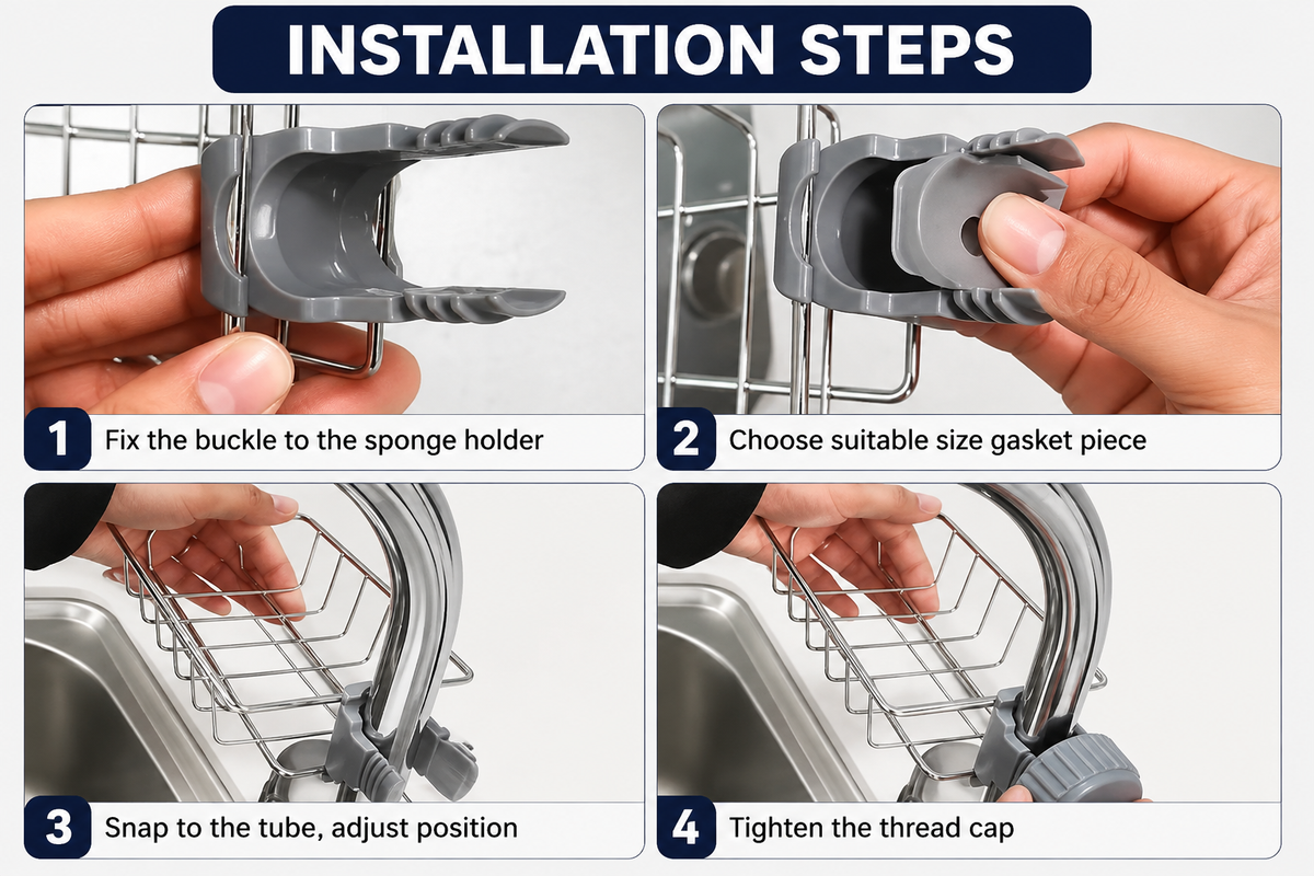 Premium Faucet-Mounted Kitchen Sink Sponge Holder